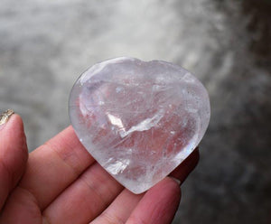 Large Natural Clear Quartz Crystal 'Master Healer' Polished Heart Puff Palm Stone Gift Wrapped 84g