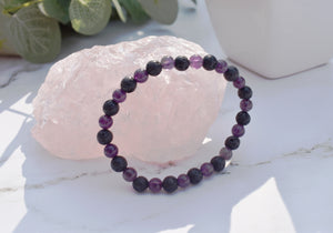 Amethyst & Lava Natural Crystal Stone Bracelet - | Reiju