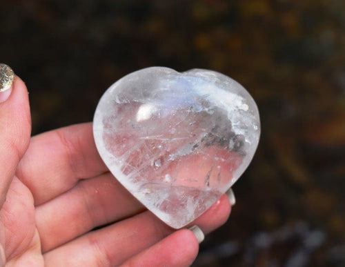 Large Natural Clear Quartz Crystal 'Master Healer' Polished Heart Puff Palm Stone Gift Wrapped 84g