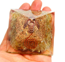 Load image into Gallery viewer, Citrine Pyramid for Meditation, Prosperity Stone Reiki Charged Crystals, Large Orgonite Pyramid EMF Protector for House, Positive Energy