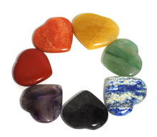 Load image into Gallery viewer, Chakra Healing Crystal Heart Palm Stones Set