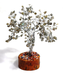 Labradorite Crystal Crystal Gemstone Tree With Crystal Stones Wooden Base