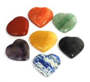 Chakra Healing Crystal Heart Palm Stones Set