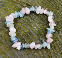 Load image into Gallery viewer, Rose Quartz &amp; Aquamarine Crystal Bracelet