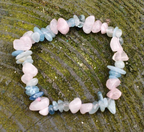Rose Quartz & Aquamarine Crystal Bracelet