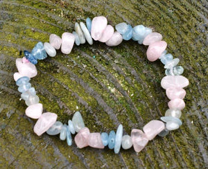 Rose Quartz & Aquamarine Crystal Bracelet