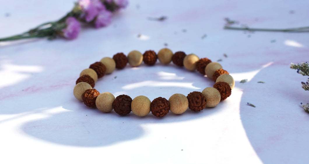 Rudraksha & Sandalwood Beads Bracelet