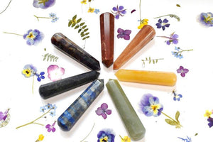 Set of Seven Large Chakra Crystal Wands