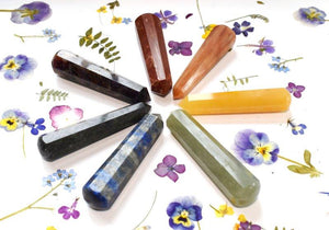 Set of Seven Large Chakra Crystal Wands