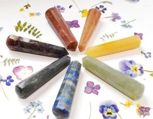 Set of Seven Large Chakra Crystal Wands