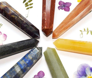 Set of Seven Large Chakra Crystal Wands