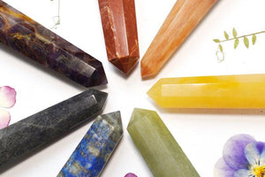 Set of Seven Large Chakra Crystal Wands