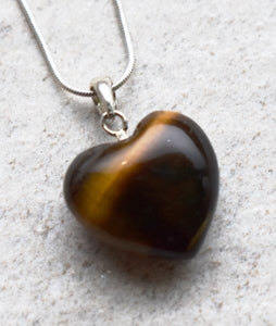 Tigers Eye Crystal Heart 925 Silver Pendant Inc 18" Silver Necklace & Gift Box