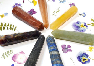 Set of Seven Large Chakra Crystal Wands