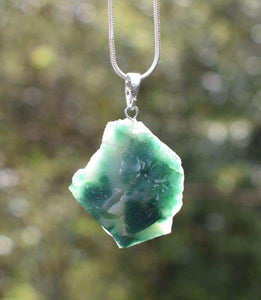 Green Jade Raw Crystal Pendant