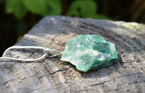 Green Jade Raw Crystal Pendant