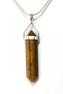 Tigers Eye Crystal 925 Silver Pendant & 18" Silver Chain Necklace
