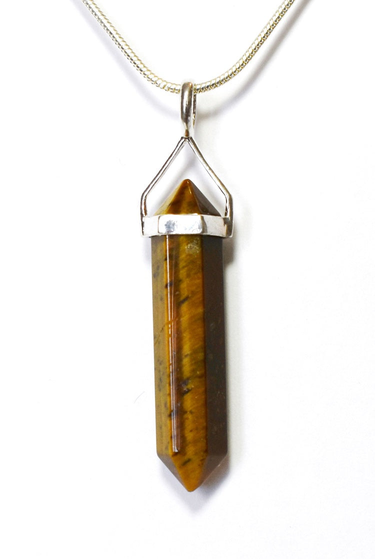 Tigers Eye Crystal 925 Silver Pendant & 18