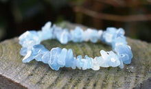 Load image into Gallery viewer, Aquamarine Crystal Stone Chips Bracelet Gift Wrapped Inc Healing Benefits Tag