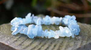 Aquamarine Crystal Stone Chips Bracelet Gift Wrapped Inc Healing Benefits Tag
