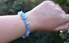 Load image into Gallery viewer, Aquamarine Crystal Stone Chips Bracelet Gift Wrapped Inc Healing Benefits Tag