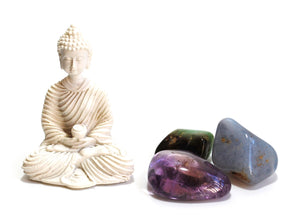 "Optimism" Natural Crystal Tumble Stones & Buddha Set