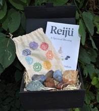 Load image into Gallery viewer, Chakra Crystal Raw Chunk Set Of Seven Inc Guide To The Chakras Gift Set