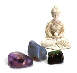 "Optimism" Natural Crystal Tumble Stones & Buddha Set