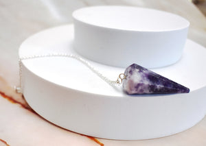 Lepidolite Crystal Stone Dowsing Pendulum Gift Wrapped