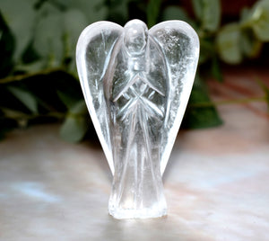 Large Clear Quartz Hand Carved Crystal Angel 7cm (3") approx