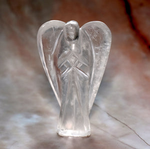 Large Clear Quartz Hand Carved Crystal Angel 7cm (3") approx