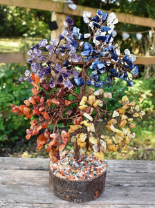 Large Natural Seven Chakra Crystal Types Gemstones Tree Inc Chakra Stones Wood Base