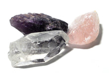 Load image into Gallery viewer, RAC Rose Quartz Amethyst &amp; Clear Quartz Natural Crystal Chunk Set