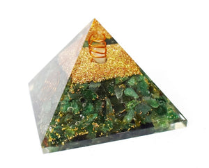 Green Aventurine & Clear Quartz Large Crystal Stone Orgone Pyramid