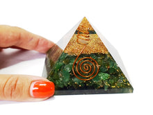 Load image into Gallery viewer, Green Aventurine &amp; Clear Quartz Large Crystal Stone Orgone Pyramid