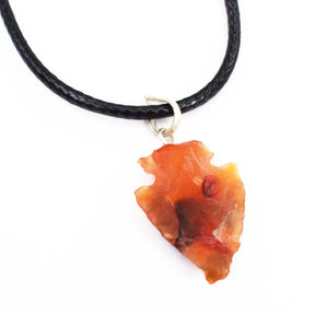 Carnelian Raw Crystal Stone Pendant & 18" Cord Necklace