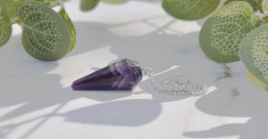 Amethyst Crystal Stone Natural Unique Faceted Purple Dowsing Pendulum