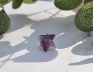 Amethyst Natural Hand Cut Calming Crystal Stone Merkaba Star