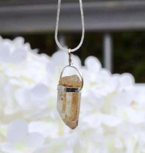 Citrine Crystal Stone 925 Sterling Silver Pendant