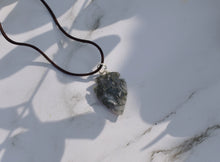 Load image into Gallery viewer, Moss Agate Natural Crystal Arrowhead Pendant Inc Cord Necklace