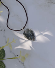 Load image into Gallery viewer, Moss Agate Natural Crystal Arrowhead Pendant Inc Cord Necklace