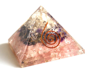 Amethyst, Clear Quartz & Rose Quartz Orgone Pyramid - Krystal Gifts UK
