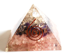 Load image into Gallery viewer, Amethyst, Clear Quartz &amp; Rose Quartz Orgone Pyramid - Krystal Gifts UK