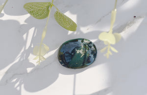 Moss Agate Natural Polished Crystal Worry Stone Cabachone