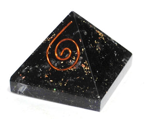 Black Tourmaline Crystal Stone Chips Small Orgone Pyramid