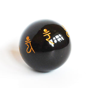 Black Agate Sanskrit Engraved Crystal Stone Sphere Ball