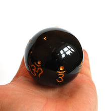 Load image into Gallery viewer, Black Agate Sanskrit Engraved Crystal Stone Sphere Ball