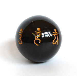 Black Agate Sanskrit Engraved Crystal Stone Sphere Ball