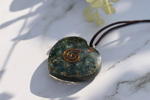 Bloodstone Crystal Orgone Heart Pendant