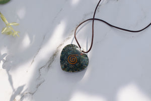 Bloodstone Crystal Orgone Heart Pendant